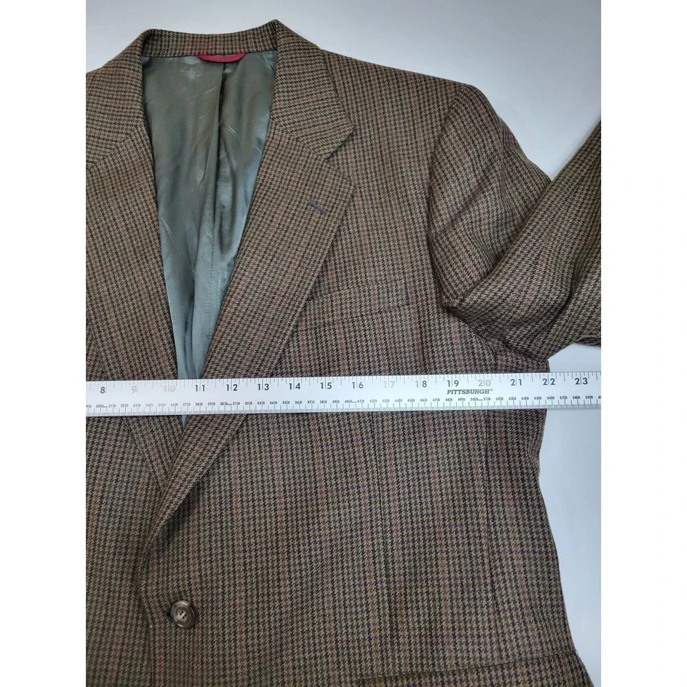 J.S.A. Bank Clothiers Brown Houndstooth‎ Sport Coat Blazer Men's 44R Wool...